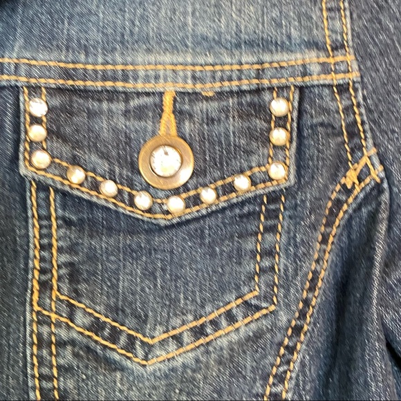 Baccini Jean Jacket With Rhinestone Look Buttons - Picture 2 of 8